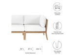 EEI-6120-GRY-WHI Clearwater Outdoor Patio Teak Wood Sofa By Modway