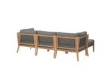 EEI-6121-GRY-GPH Clearwater 4-Piece Outdoor Patio Teak Wood Sectional Sofa By Modway