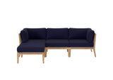 EEI-6121-GRY-NAV Clearwater 4-Piece Outdoor Patio Teak Wood Sectional Sofa By Modway