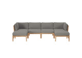 EEI-6122-GRY-GPH Clearwater 6-Piece Outdoor Patio Teak Wood Sectional Sofa By Modway