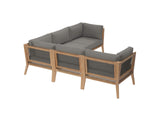 EEI-6123-GRY-GPH Clearwater 5 Piece Outdoor Patio Teak Wood Sectional Sofa By Modway