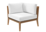 EEI-6123-GRY-WHI Clearwater 5 Piece Outdoor Patio Teak Wood Sectional Sofa By Modway