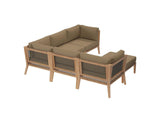 EEI-6124-GRY-LBR Clearwater 6-Piece Outdoor Patio Teak Wood Sectional Sofa By Modway