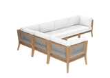 EEI-6125-GRY-WHI Clearwater 6-Piece Outdoor Patio Teak Wood Sectional Sofa By Modway