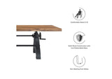 EEI-6149-BLK-NAT Genuine 96" Crank Adjustable Height Dining And Conference Table By Modway