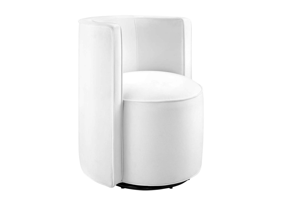 EEI-6222-WHI Della Performance Velvet Fabric Swivel Chair By Modway