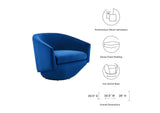 EEI-6224-NAV Series Performance Velvet Fabric Swivel Chair By Modway
