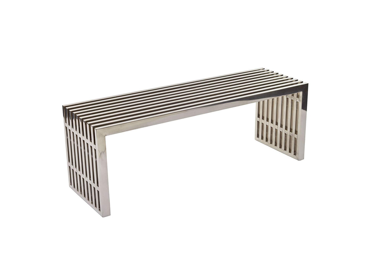 EEI-625-SLV Gridiron Medium Stainless Steel Bench By Modway