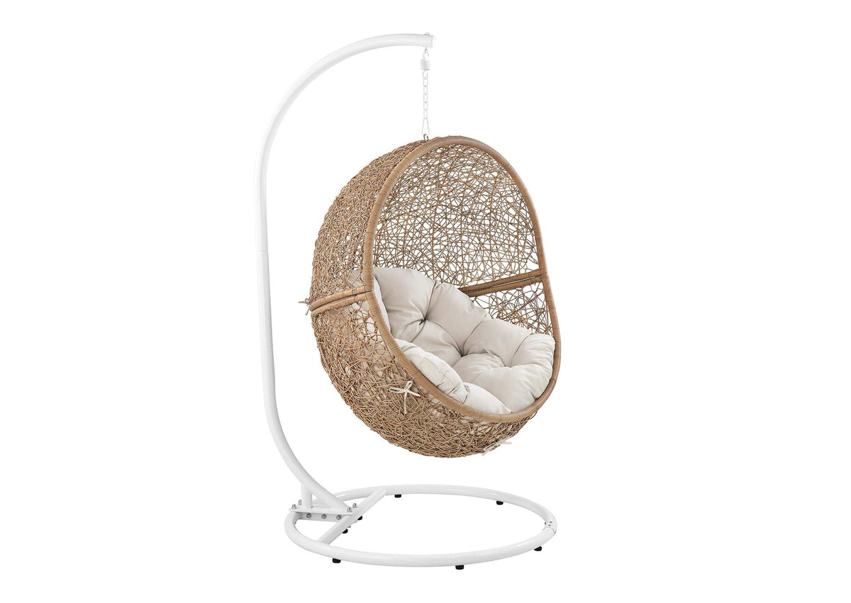 EEI-6262-CAP-BEI Encase Outdoor Patio Rattan Swing Chair By Modway