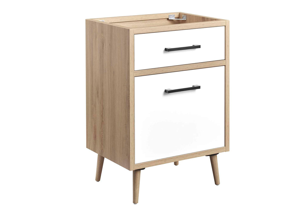 EEI-6266-OAK-WHI Maverick 24" Bathroom Vanity Cabinet Sink Basin Not Included By Modway