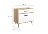 EEI-6268-OAK-WHI Maverick 36" Bathroom Vanity Cabinet Sink Basin Not Included By Modway