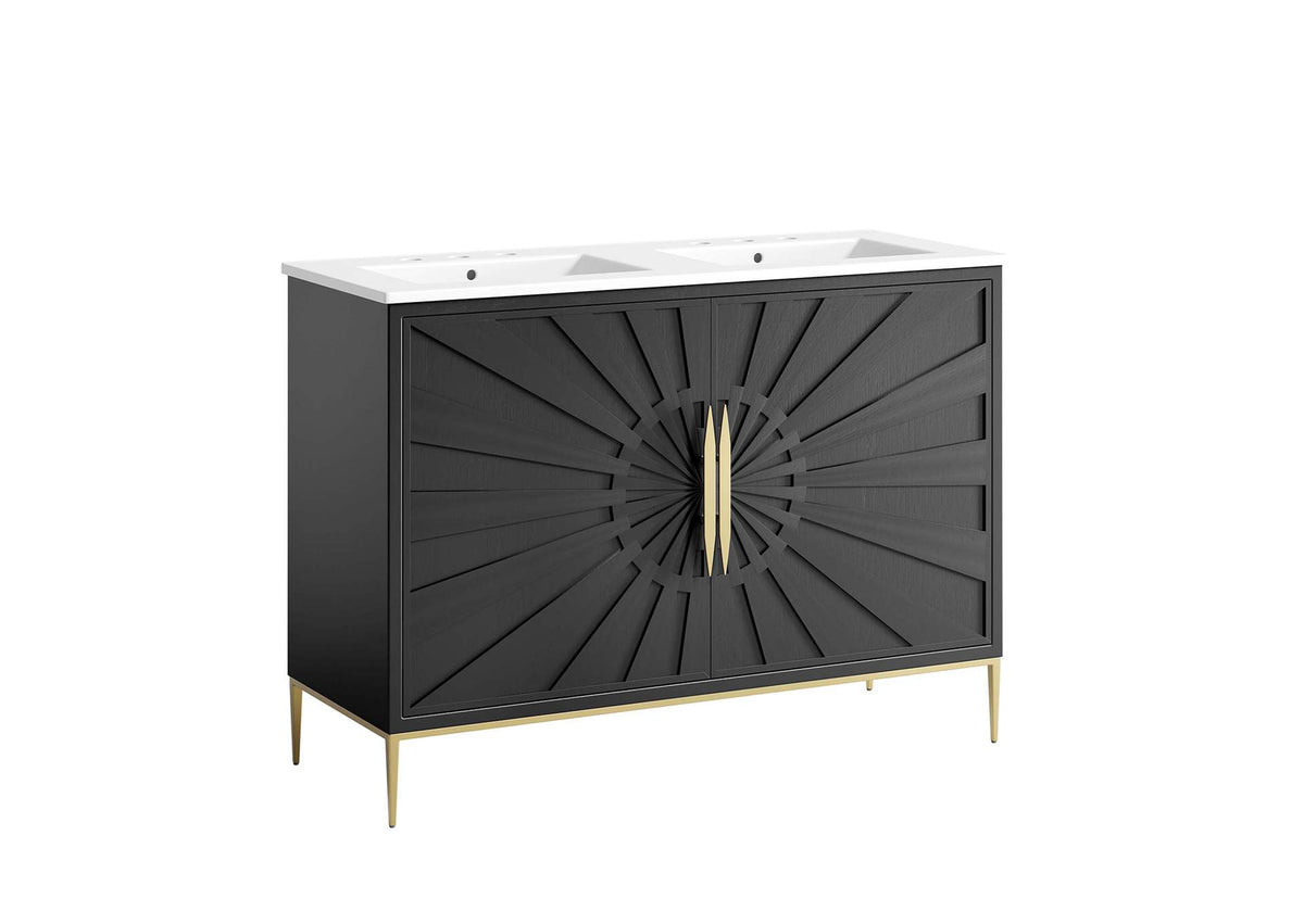 EEI-6305-WHI-BLK Awaken 48" Double Sink Bathroom Vanity By Modway