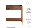 EEI-6356-WAL Zaire 48" Double Sink Compatible Bathroom Vanity Cabinet - Sink Basin Not Included - By Modway