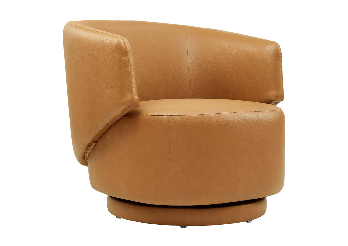 EEI-6358-TAN Celestia Vegan Leather Fabric And Wood Swivel Chair By Modway