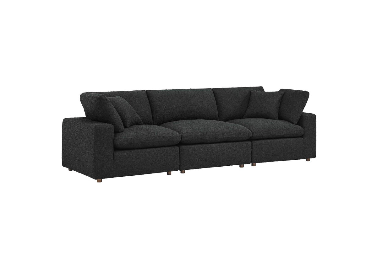 EEI-6362-BLK Commix Down Filled Overstuffed Boucle Fabric 3-Seater Sofa By Modway