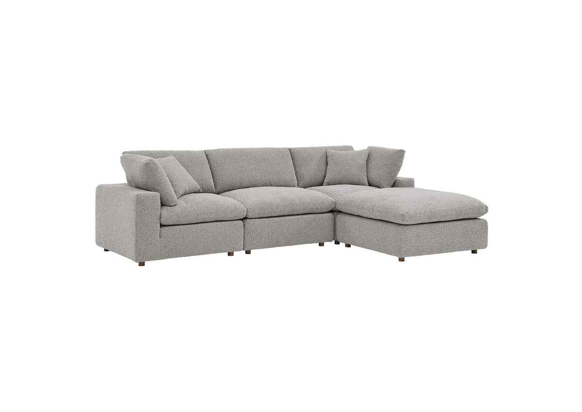 EEI-6363-LGR Commix 4-Piece Down Filled Overstuffed Boucle Fabric Sectional Sofa By Modway