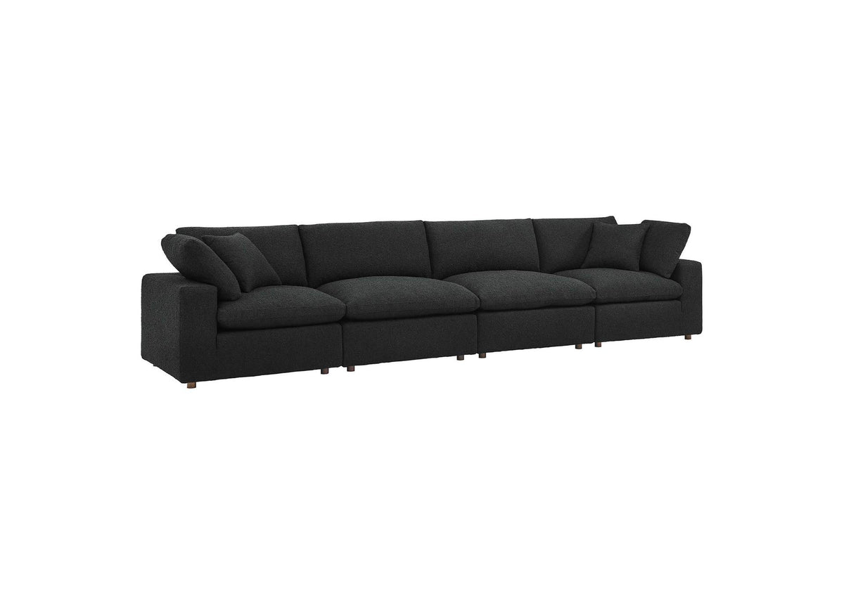 EEI-6364-BLK Commix Down Filled Overstuffed Boucle Fabric 4-Seater Sofa By Modway