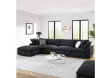 EEI-6365-BLK Commix 5 Piece Down Filled Overstuffed Boucle Fabric Sectional Sofa By Modway