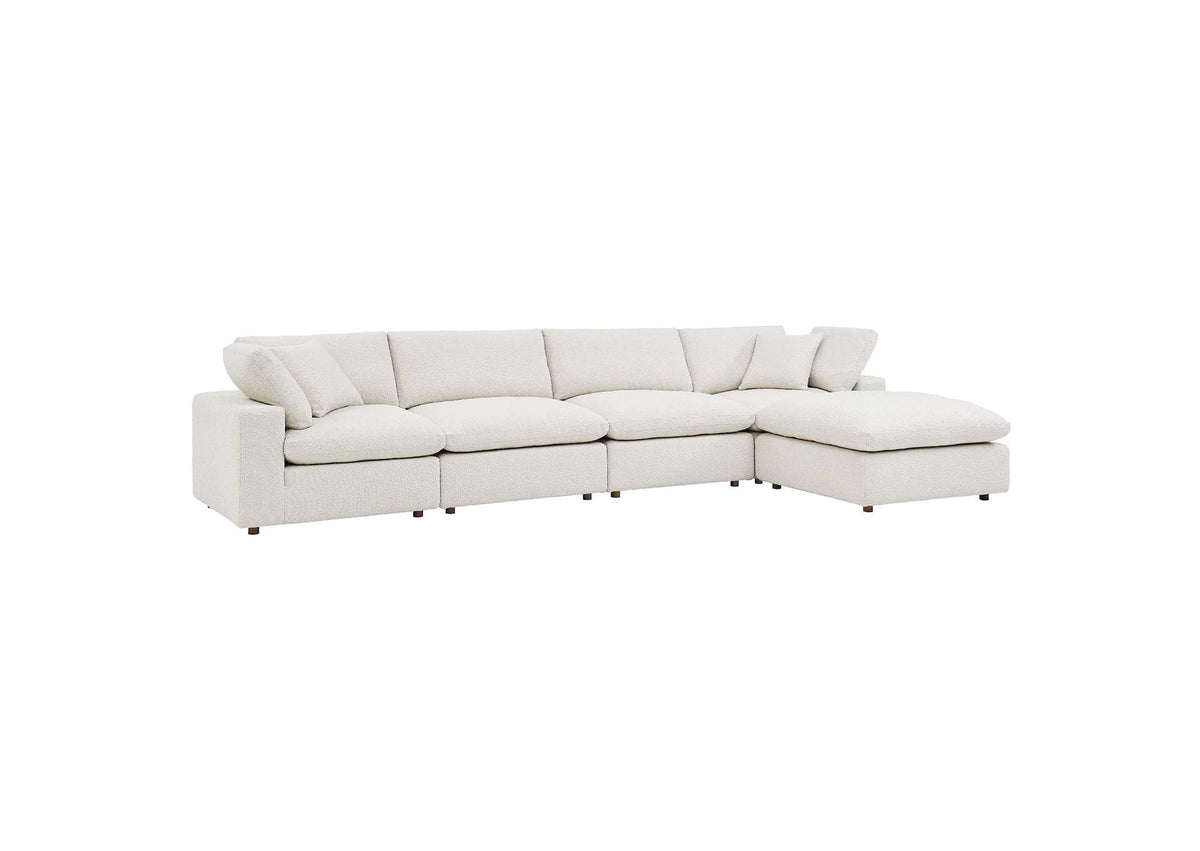 EEI-6365-IVO Commix 5 Piece Down Filled Overstuffed Boucle Fabric Sectional Sofa By Modway
