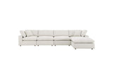 EEI-6365-IVO Commix 5 Piece Down Filled Overstuffed Boucle Fabric Sectional Sofa By Modway