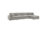 EEI-6365-LGR Commix 5 Piece Down Filled Overstuffed Boucle Fabric Sectional Sofa By Modway