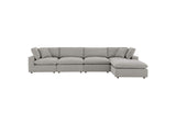 EEI-6365-LGR Commix 5 Piece Down Filled Overstuffed Boucle Fabric Sectional Sofa By Modway