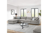 EEI-6365-LGR Commix 5 Piece Down Filled Overstuffed Boucle Fabric Sectional Sofa By Modway