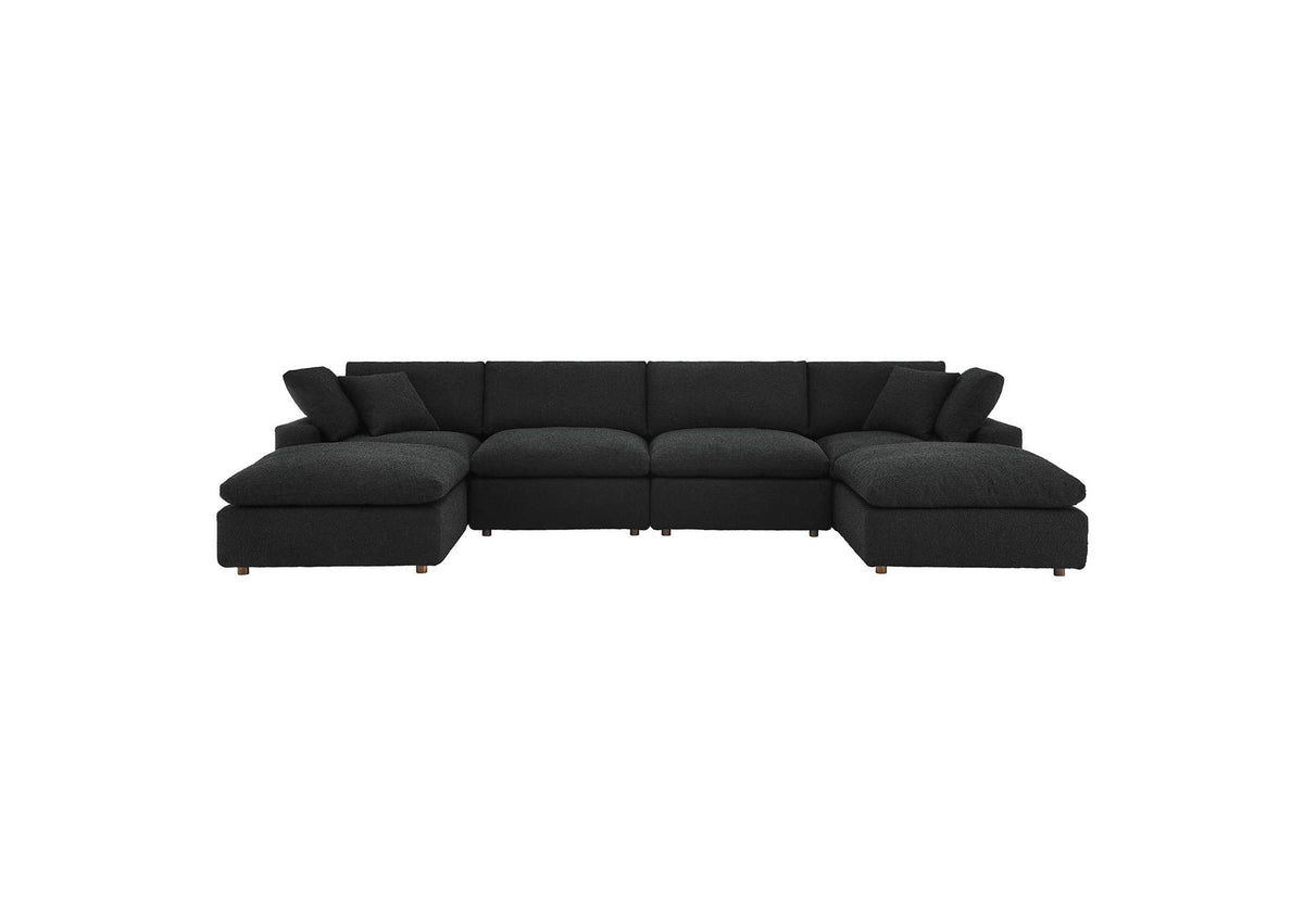 EEI-6366-BLK Commix 6-Piece Down Filled Overstuffed Boucle Sectional Sofa By Modway