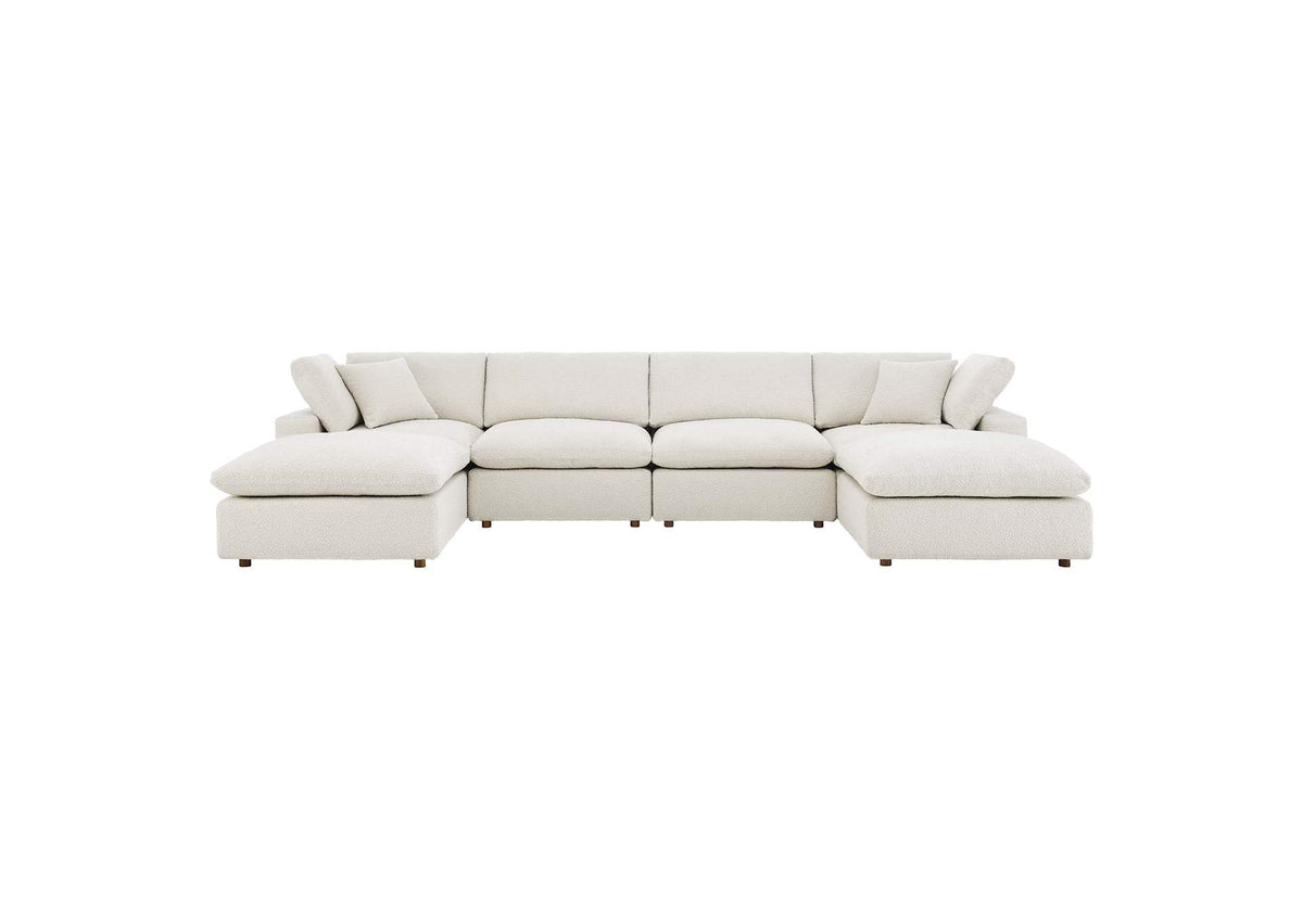 EEI-6366-IVO Commix 6-Piece Down Filled Overstuffed Boucle Sectional Sofa By Modway