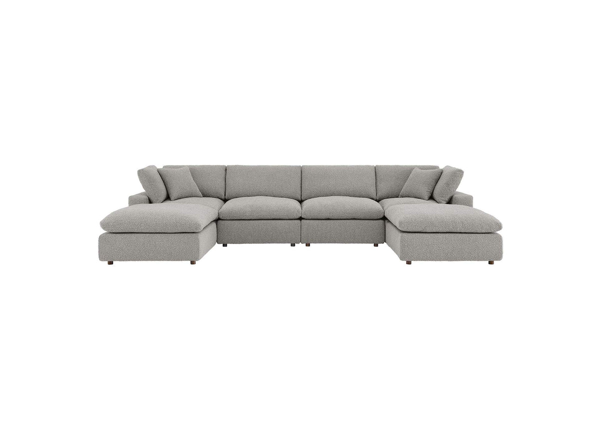 EEI-6366-LGR Commix 6-Piece Down Filled Overstuffed Boucle Sectional Sofa By Modway