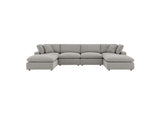 EEI-6366-LGR Commix 6-Piece Down Filled Overstuffed Boucle Sectional Sofa By Modway