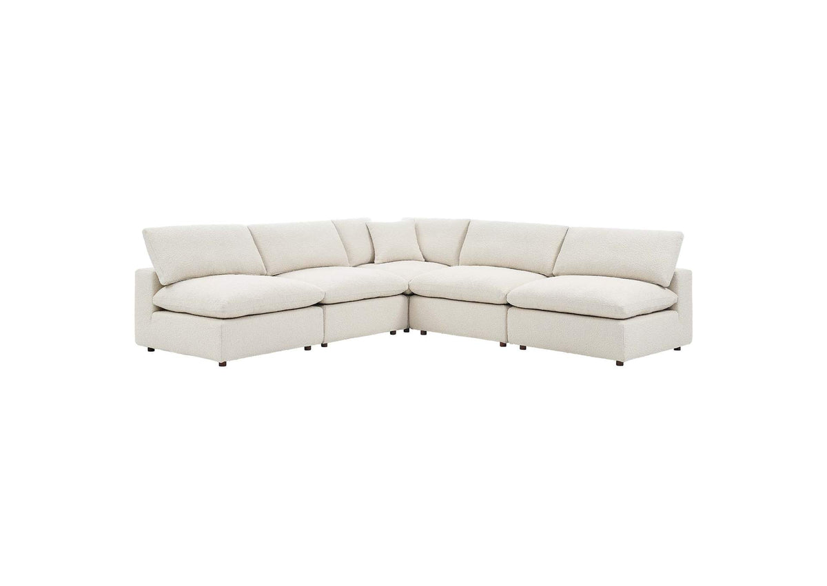 EEI-6367-IVO Commix 5 Piece Down Filled Overstuffed Boucle Fabric Sectional Sofa By Modway