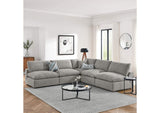 EEI-6367-LGR Commix 5 Piece Down Filled Overstuffed Boucle Fabric Sectional Sofa By Modway