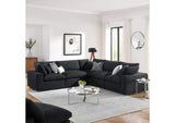 EEI-6368-BLK Commix 5 Piece Down Filled Overstuffed Boucle Sectional Sofa By Modway