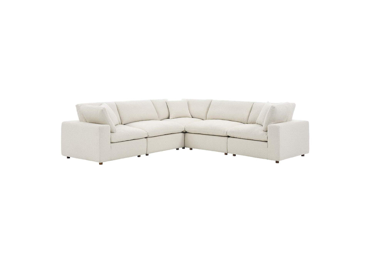 EEI-6368-IVO Commix 5 Piece Down Filled Overstuffed Boucle Sectional Sofa By Modway