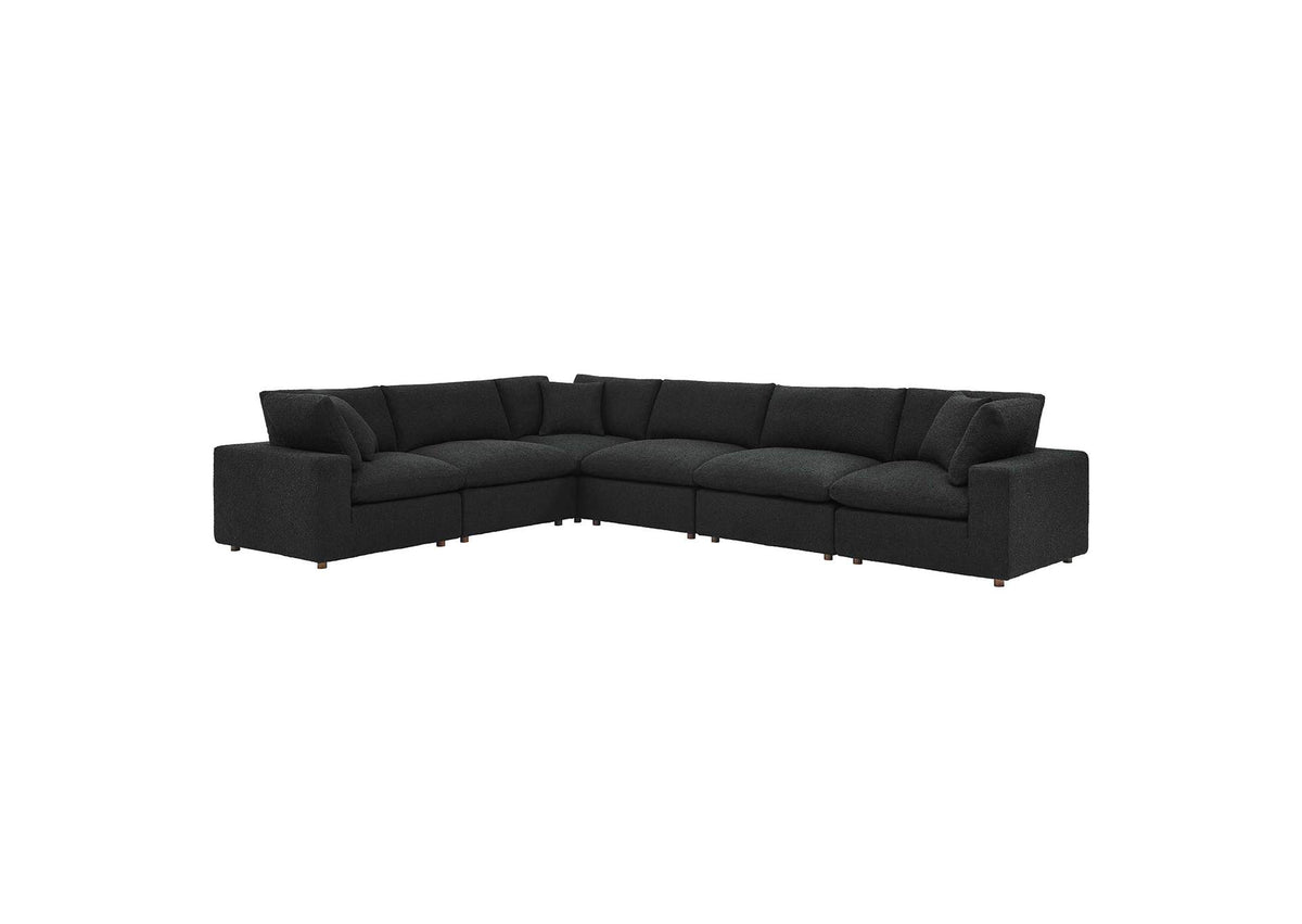 EEI-6369-BLK Commix 6-Piece Down Filled Overstuffed Boucle Fabric Sectional Sofa By Modway