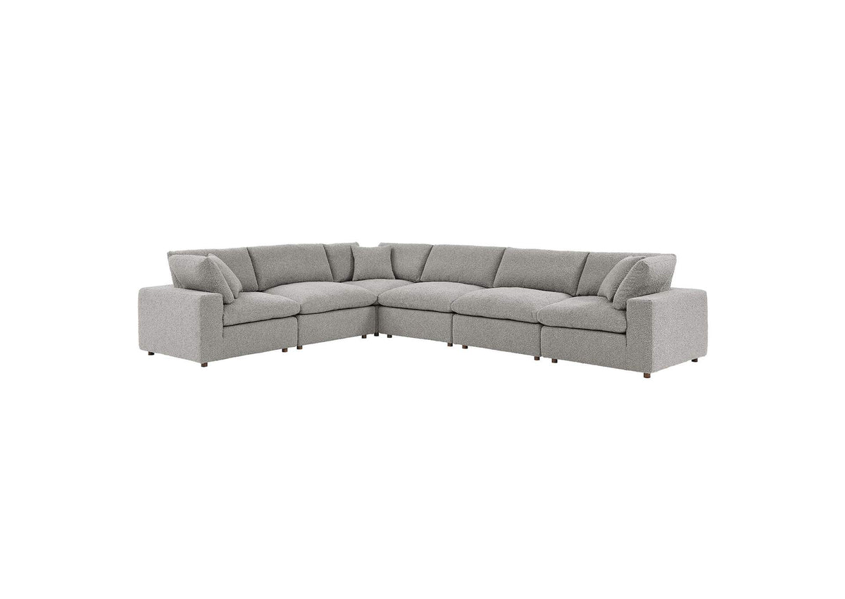 EEI-6369-LGR Commix 6-Piece Down Filled Overstuffed Boucle Fabric Sectional Sofa By Modway