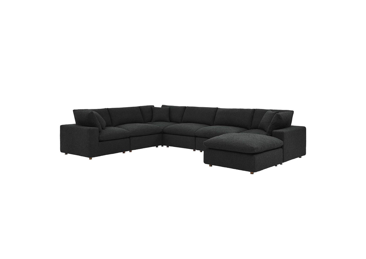 EEI-6370-BLK Commix 7-Piece Down Filled Overstuffed Boucle Sectional Sofa By Modway