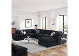 EEI-6370-BLK Commix 7-Piece Down Filled Overstuffed Boucle Sectional Sofa By Modway