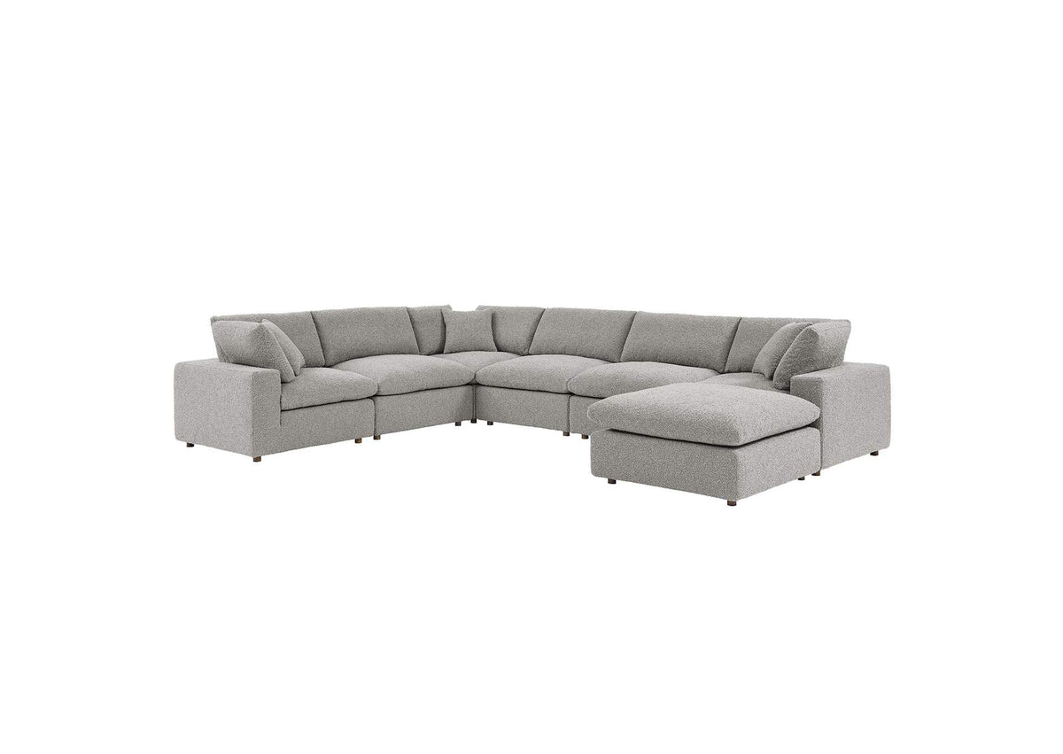 EEI-6370-LGR Commix 7-Piece Down Filled Overstuffed Boucle Sectional Sofa By Modway