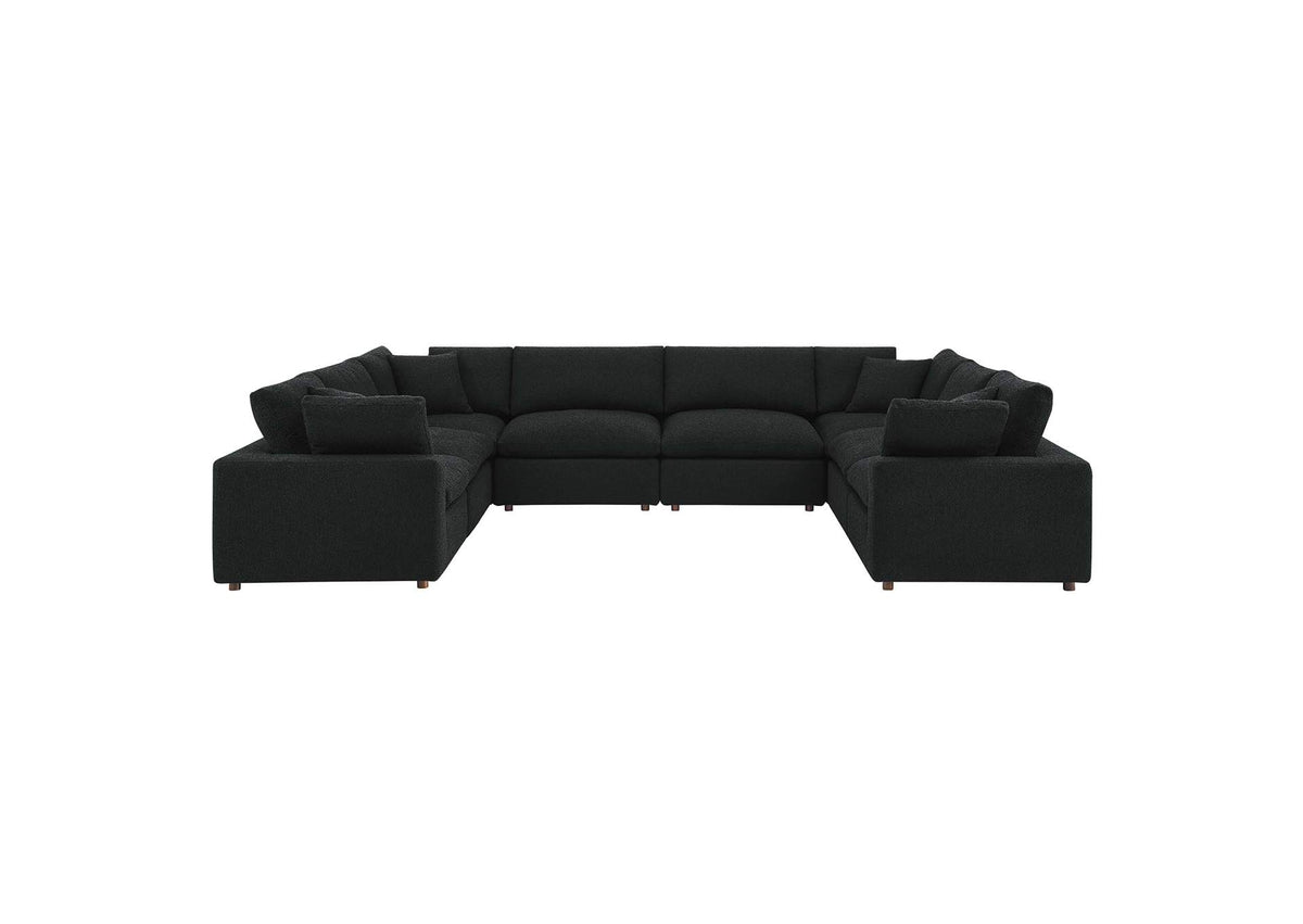EEI-6371-BLK Commix 8-Piece Down Filled Overstuffed Boucle Fabric Sectional Sofa By Modway