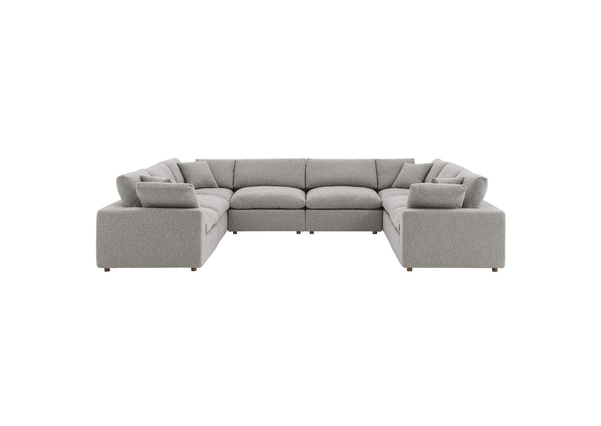 EEI-6371-LGR Commix 8-Piece Down Filled Overstuffed Boucle Fabric Sectional Sofa By Modway