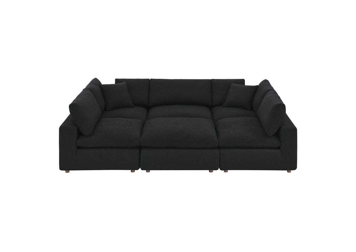 EEI-6372-BLK Commix 6-Piece Down Filled Overstuffed Boucle Fabric Sectional Sofa By Modway