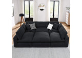 EEI-6372-BLK Commix 6-Piece Down Filled Overstuffed Boucle Fabric Sectional Sofa By Modway