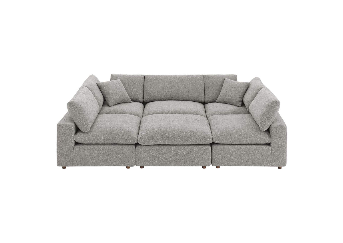 EEI-6372-LGR Commix 6-Piece Down Filled Overstuffed Boucle Fabric Sectional Sofa By Modway