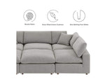 EEI-6372-LGR Commix 6-Piece Down Filled Overstuffed Boucle Fabric Sectional Sofa By Modway