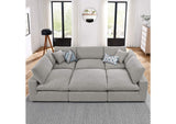 EEI-6372-LGR Commix 6-Piece Down Filled Overstuffed Boucle Fabric Sectional Sofa By Modway