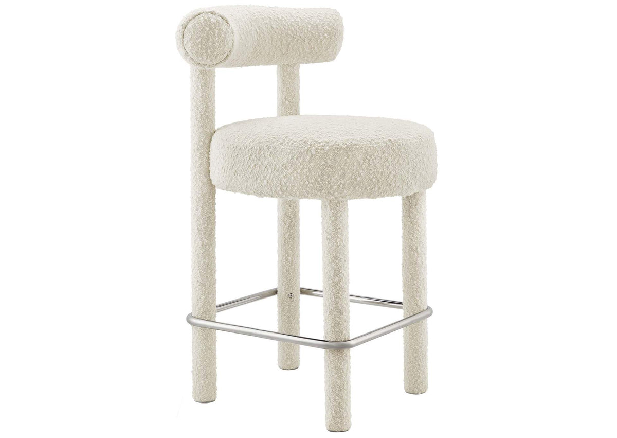 EEI-6383-IVO-SLV Toulouse Boucle Fabric Counter Stool By Modway