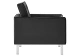 EEI-6409-SLV-BLK-SET Loft Tufted Vegan Leather Armchair And Ottoman Set By Modway