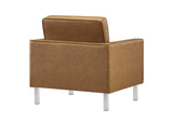 EEI-6409-SLV-TAN-SET Loft Tufted Vegan Leather Armchair And Ottoman Set By Modway